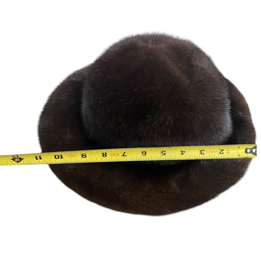 Vintage Evans Chicago‎ Brimmed Mink Fur Cloche Hat Glossy Mahogany Brown MCMLUXE